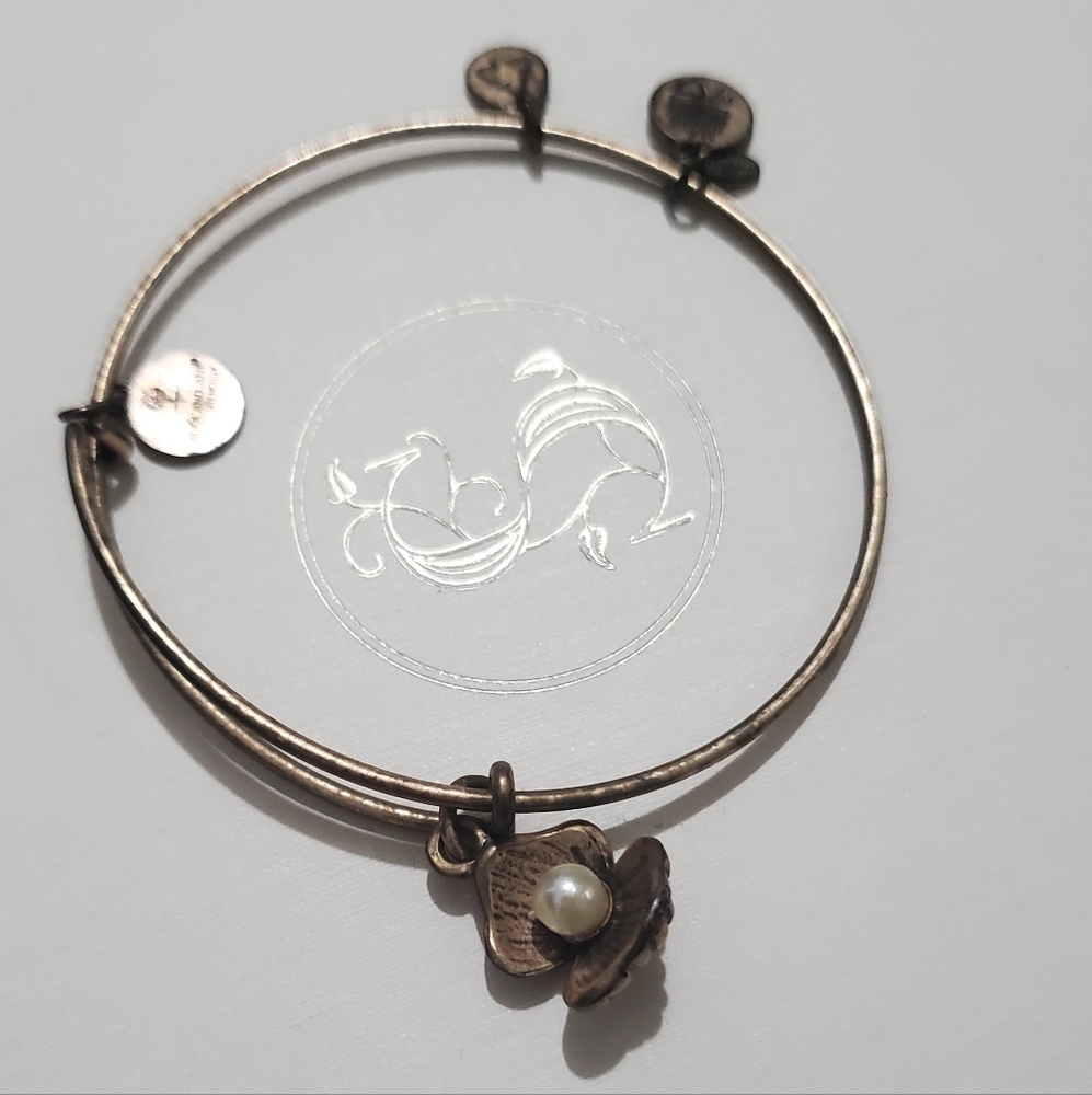 Alex And Ani Gold-Tone Bracelet with Pearl Charm